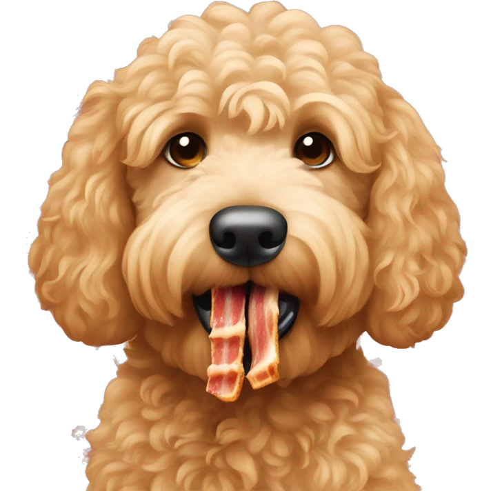 Goldendoodle eating bacon  emoji