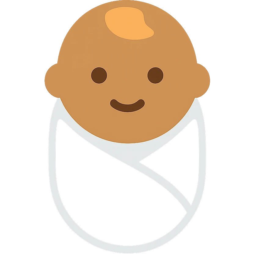tanned baby wrapped in a white swaddle blanket color icon emoji