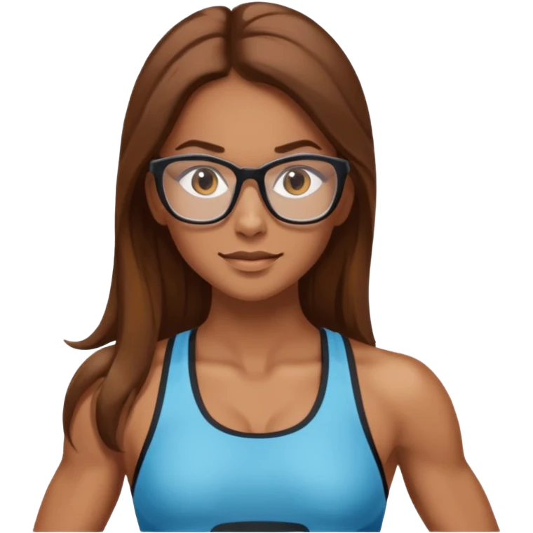 Mujer fitness con lentes y cabello largo emoji