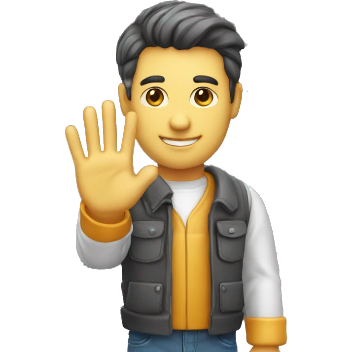 handsome developer waving hello hand emoji