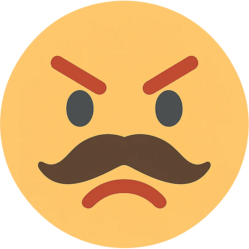 angry face with mustache color icon emoji