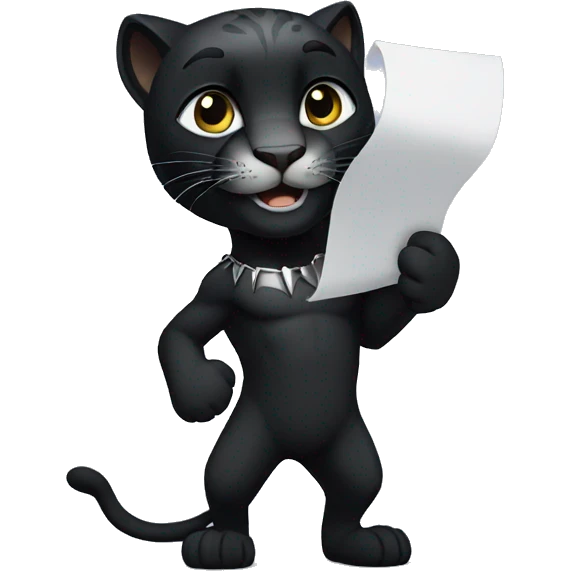 A black panther holding a white sheet of paper in its paws emoji