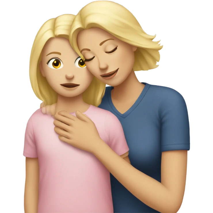 Blonde Mother huggings with a girl emoji