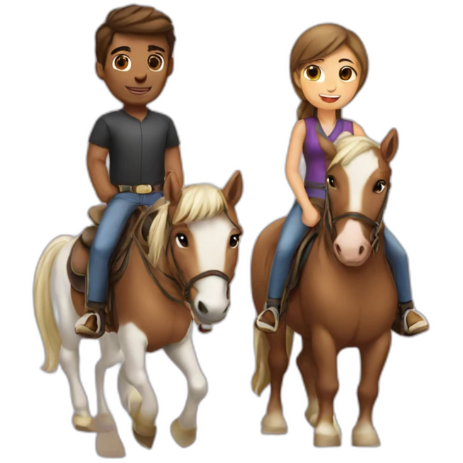 Girl and guy horse riding emoji