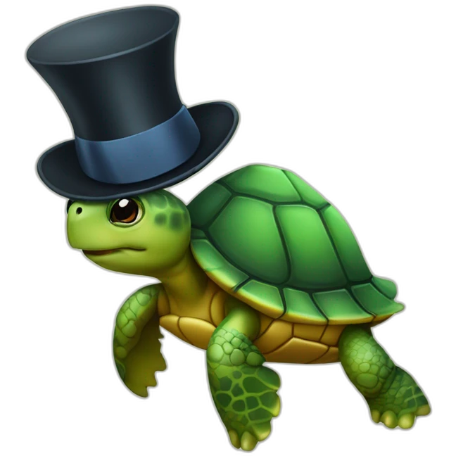 Turtle with a tie and tophat emoji