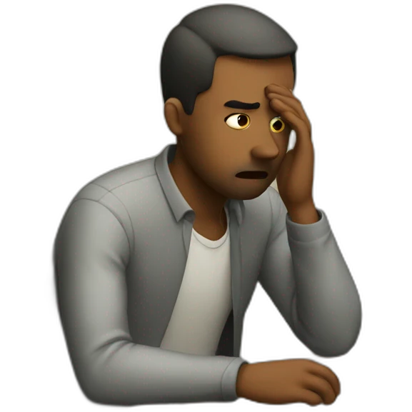 Sad man tudying emoji