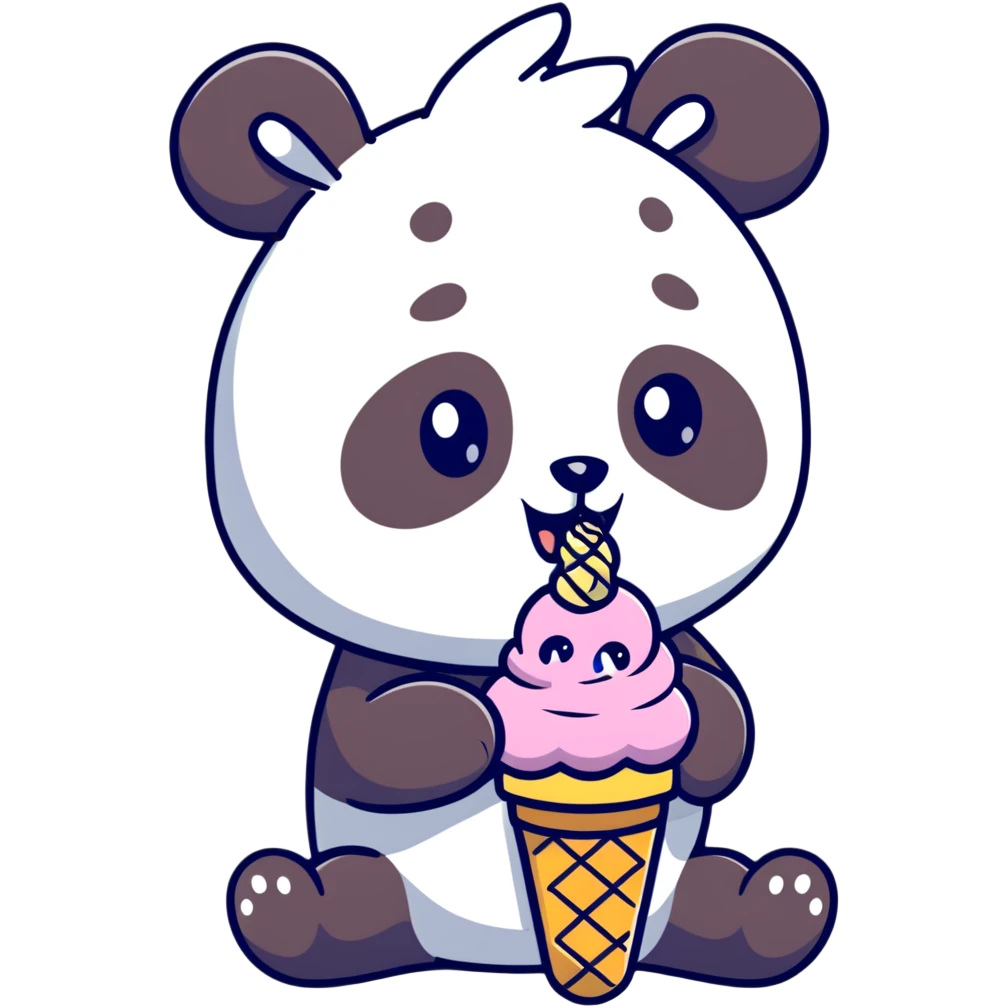 Panda eating ice cream emoji