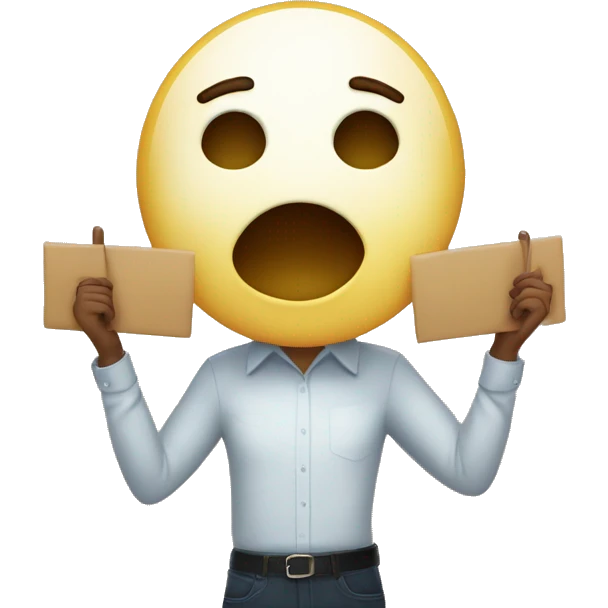 an emojie face holding up a sign that repeats the word "Ja" twice emoji