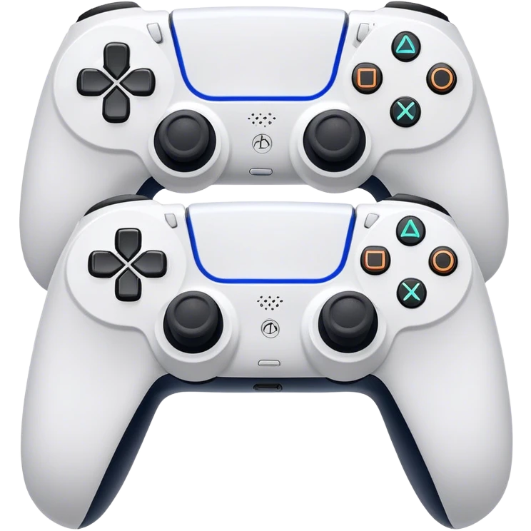An icon showing a split-screen game with two sections, each featuring different gameplay action. Two PS5 controllers rest below, symbolizing local multiplayer fun. The design captures the excitement of competitive and cooperative gaming. A transparent background emoji