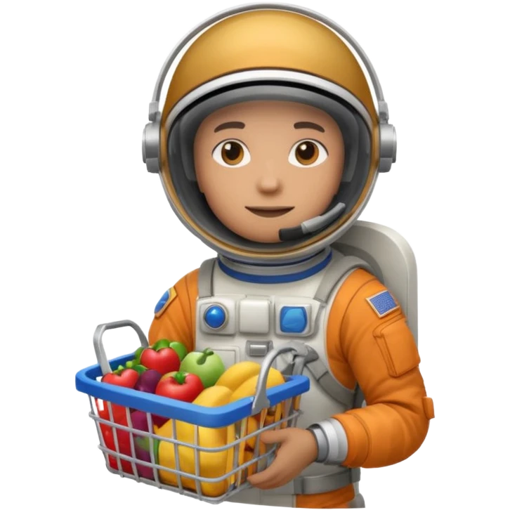 astronauta con canasta para hacer compras vacía emoji