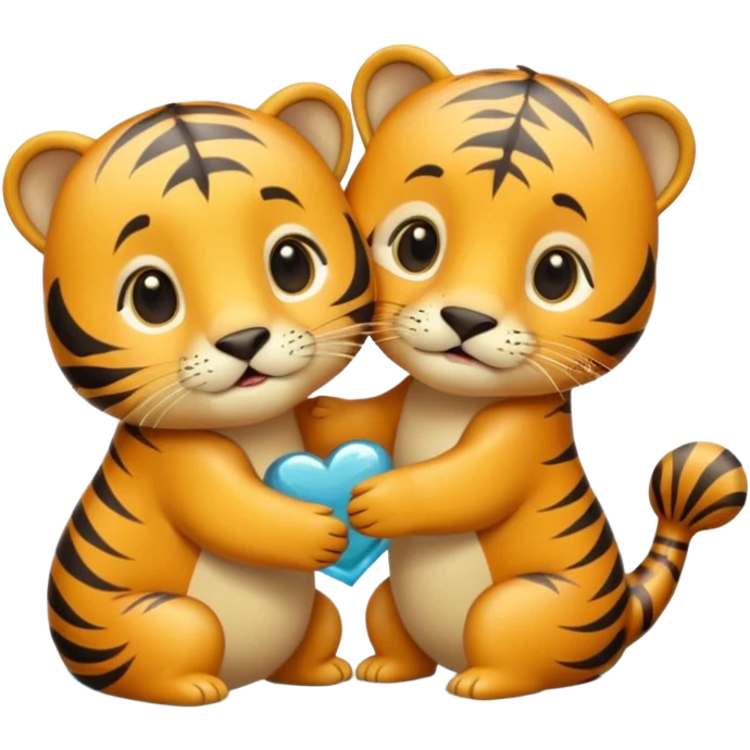 tiger and little sea lion in love emoji