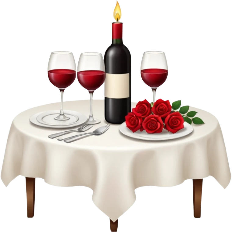  romantic table set for two with roses and red wine emoji