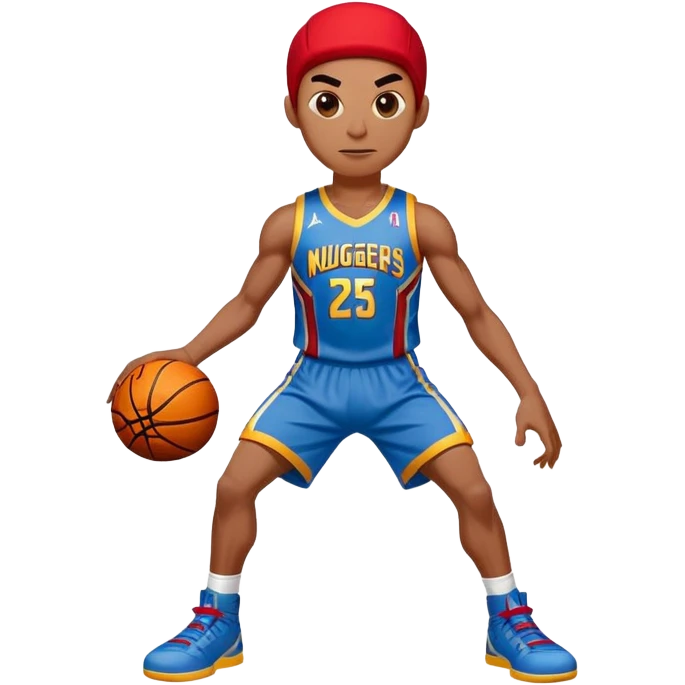 Spider-Man wearing a Denver Nuggets jersey shorts with basketball emoji