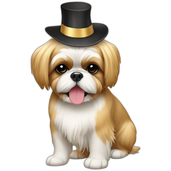 golden shih tzu partying with hat emoji