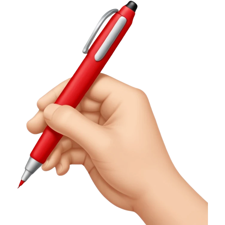 рука телесного цвета что то пишет красной ручкой emoji