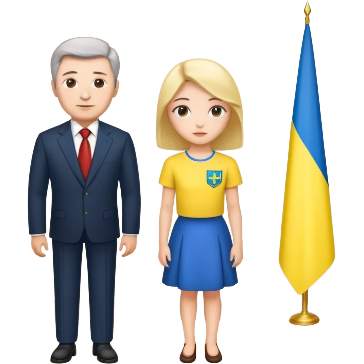 A naked girl is standing near the president of Ukraine emoji