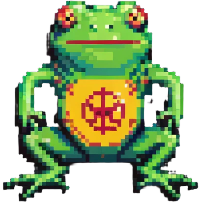 cybernetic frog with biohazard symbol emoji