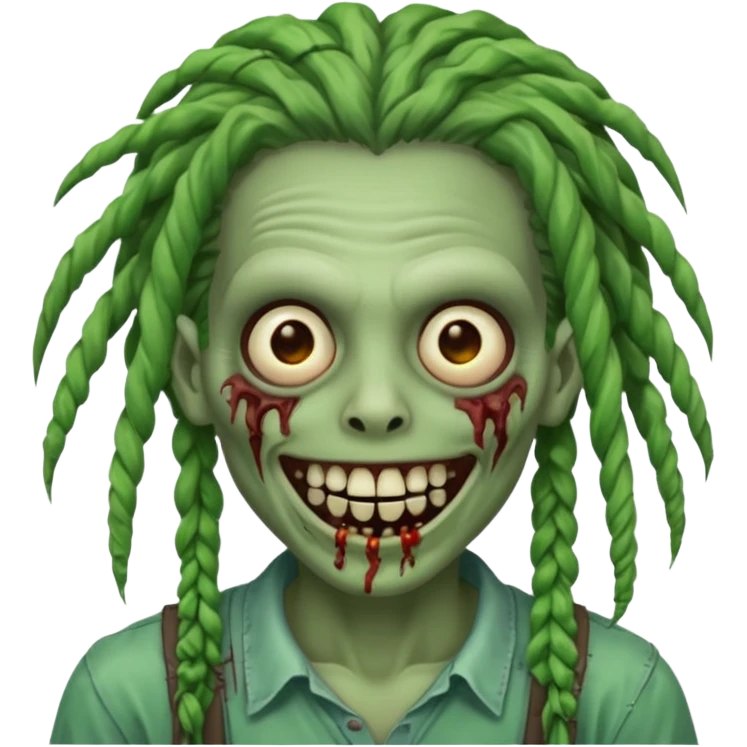zombie with dreads with braces smiling  emoji