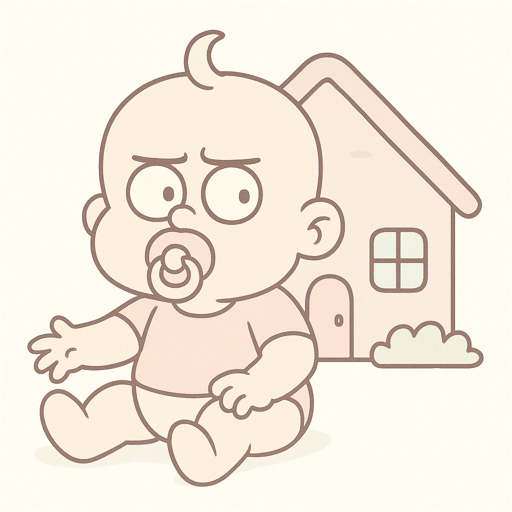 Make the colors softer, using very light pastel tones. Keep the baby house, flat design, round edges, and white background. emoji