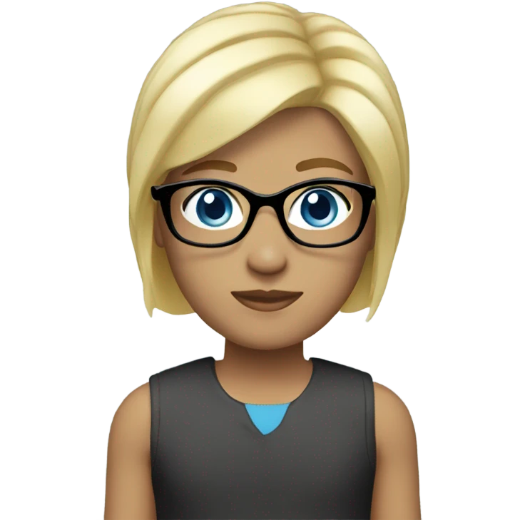 blonde short straight hair blue eyes glasses emoji