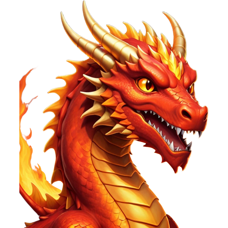 cinematic-noble-fierce-fire-dragon-portrait-emoji,-poised-and-imposing,-with-a-muscular,-scaled-body-ablaze-in-fiery-hues-of-crimson,-molten-orange,-and-molten-gold,-and-intense,-burning-eyes-that-mirror-the-heart-of-a-volcano;-rendered in detail emoji