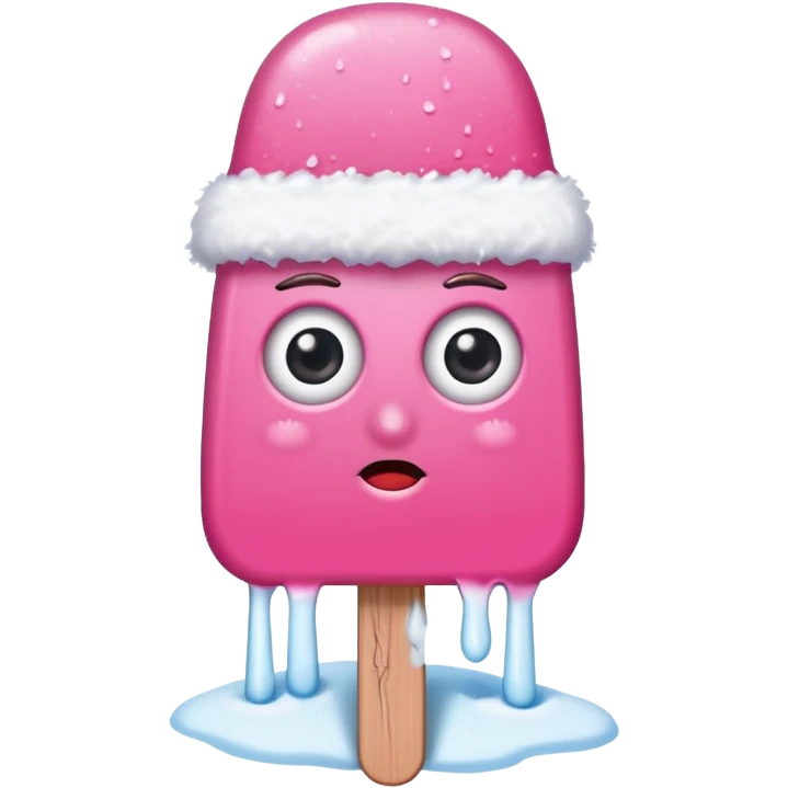 pink popsicle with eyes and snow hat emoji
