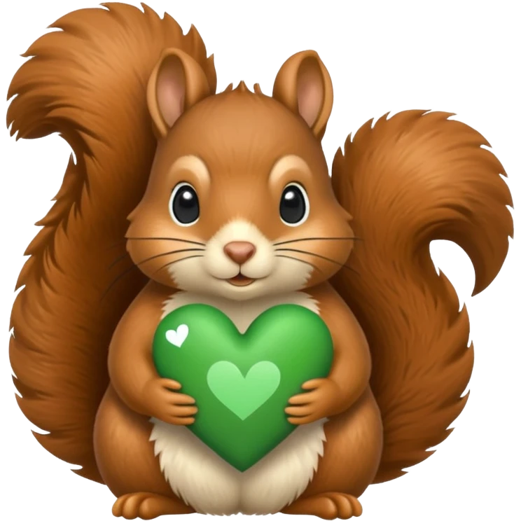 Squirrel in a heart with a green mental Health Awearness ribbon emoji
