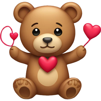 Teddy bear with a Loop and hearts emoji