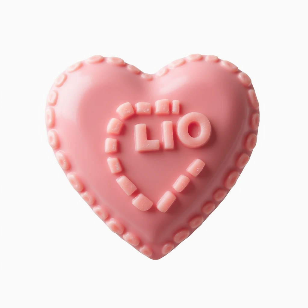 realistic heart-shaped candy, isolated, transparent background, no visible background emoji