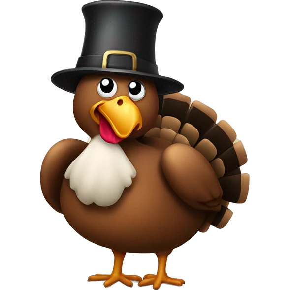 a turkey wearing a pilgrim hat emoji