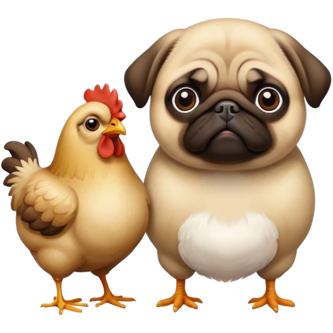 Pug and a chicken together  emoji