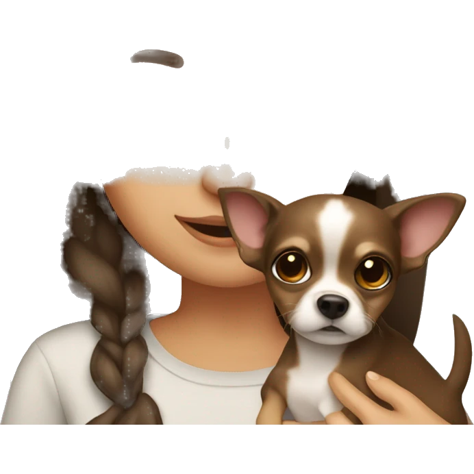 Brunette girl with chihuahua emoji