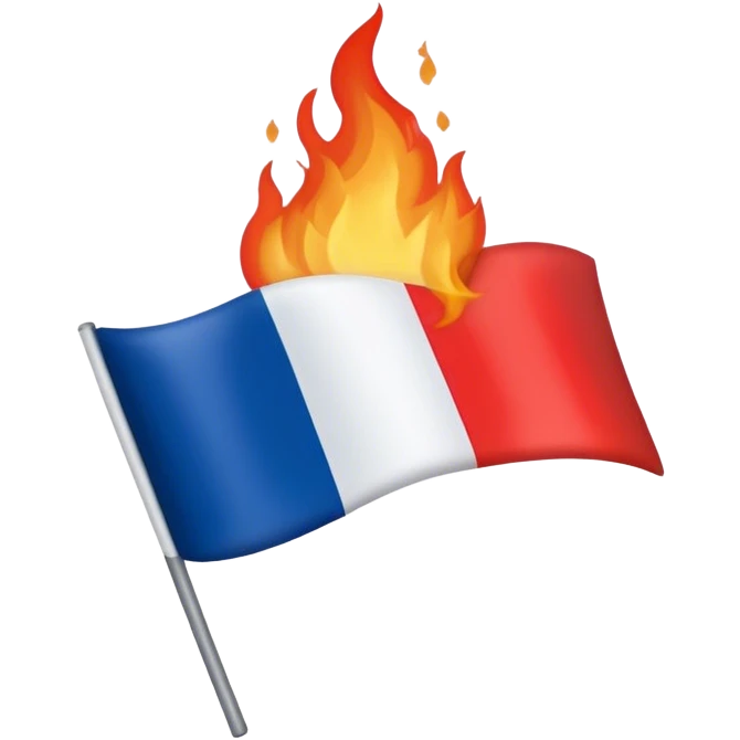 Burning the French flag  emoji
