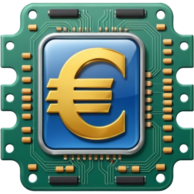 Electronic chip euro sign  emoji