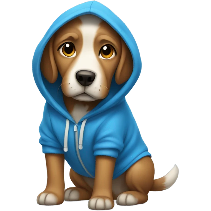 Dog wearing a blue hoodie  emoji