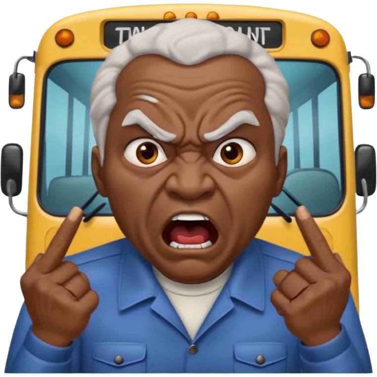 african uncle telling somone to get off the bus let him be angry. emoji