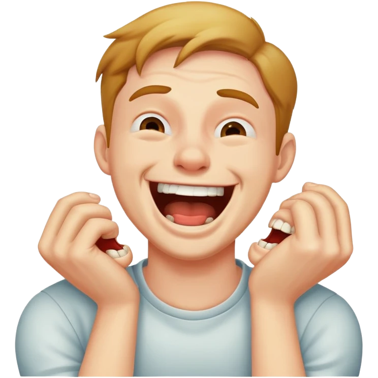 man choking himself laughing emoji