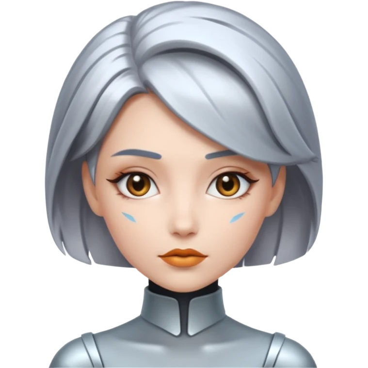 futuristic woman with metalic hair emoji