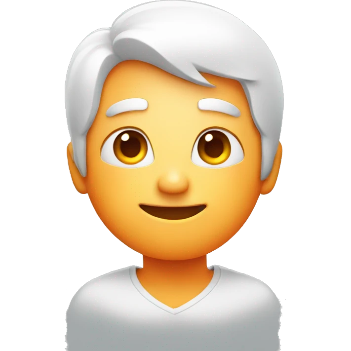 orange smiley face with white hair and blue eyes emoji