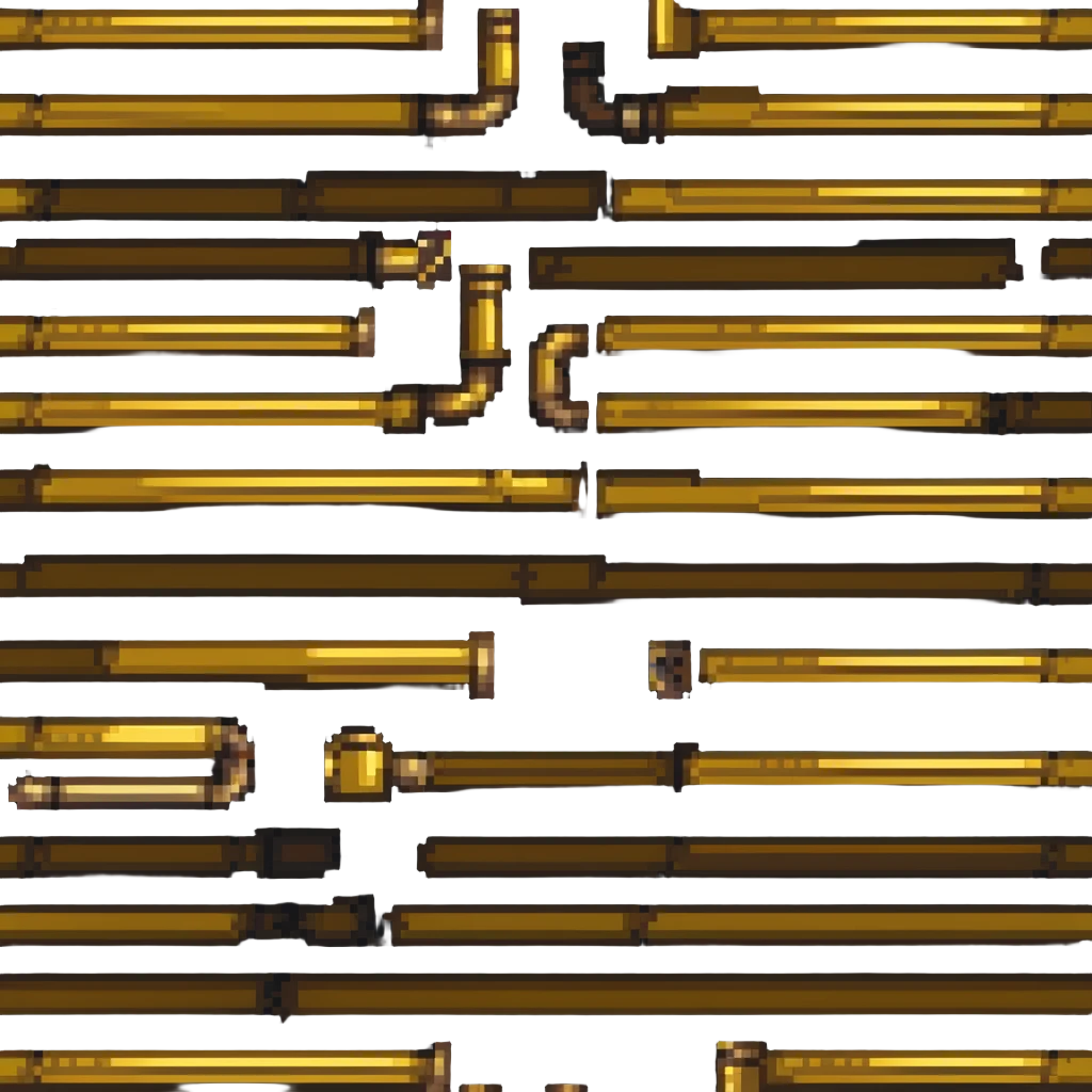 brass pipe in Minecraft style, pixel art, metallic brass color emoji