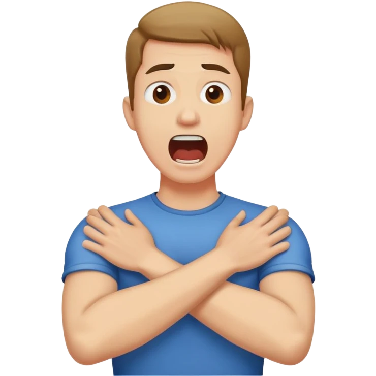 guy with crossed arms holding his neck screaming emoji
