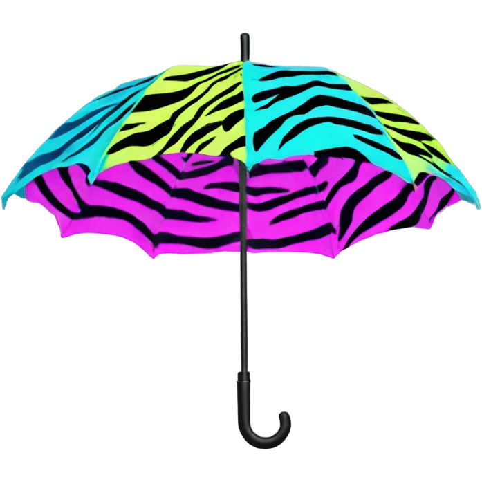 Multicolor neon umbrella zebra print emoji