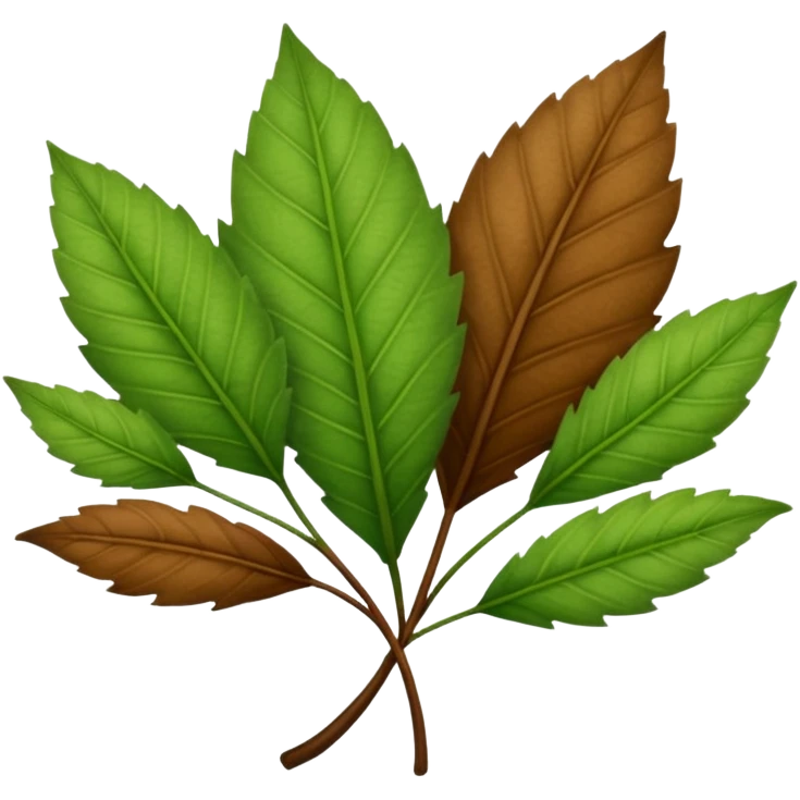 brown and green leaf several emoji