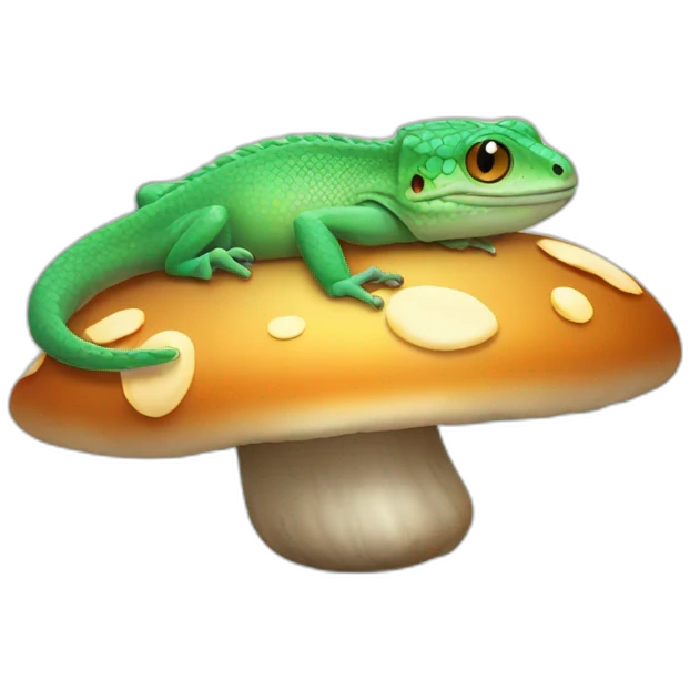 Lizard sleeping on mushroom emoji