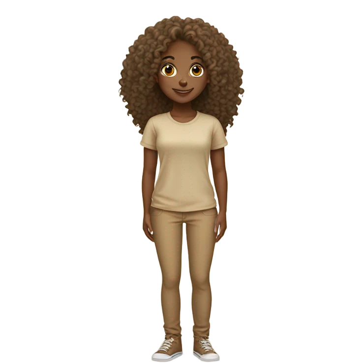 Cute black girl with curly honey blonde hair tan shirt emoji