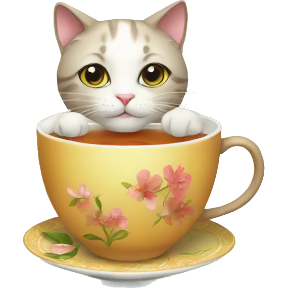 Cat with tea emoji
