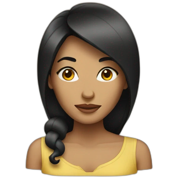 Women with big forhead and black hair emoji