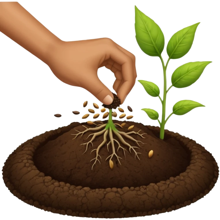 eine hand soll in die erde samen tun, ohne das nab abdere pflanzen sieht emoji