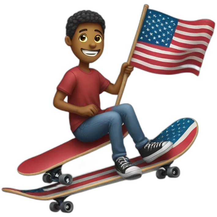 Person holding American flag riding a skateboard emoji