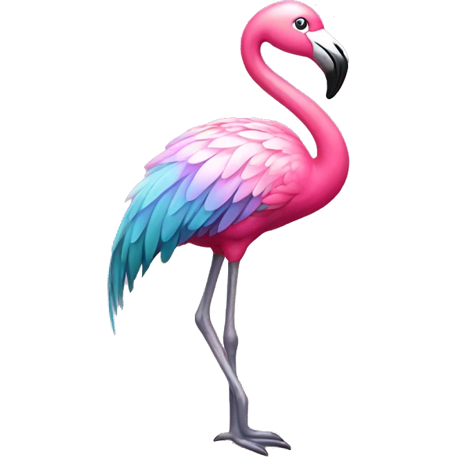 Iridescent flamingo emoji